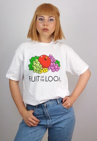 VINTAGE 90'S FRUIT OF THE LOOM UNISEX BIG LOGO T-SHIRT