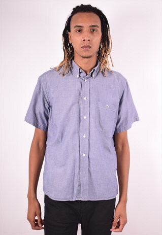 LACOSTE MENS VINTAGE SHIRT LARGE BLUE 90S