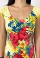 VINTAGE 90S FLORAL YELLOW BODYSUIT 