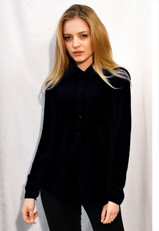BAISC PLAIN COLOR CHIFFON SHIRT WITH FRONT POCKET IN BLACK