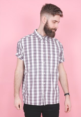 VINTAGE LEVI'S SHORT SLEEVED CHECK SHIRT /R8356