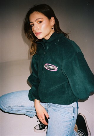 PERSONALISED EMBROIDERED FOREST GREEN 1/4 ZIP FLEECE JACKET