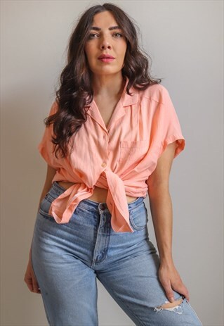 VINTAGE 90S SHORT SLEEVE SHIRT IN CORAL