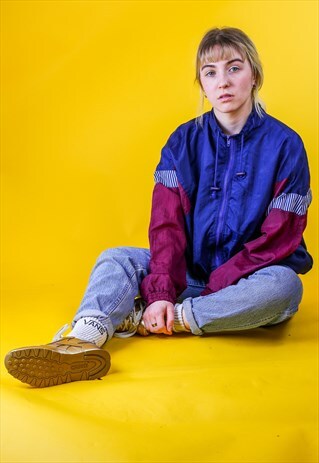 NAVY AND MAROON WINDBREAKER SHELL JACKET