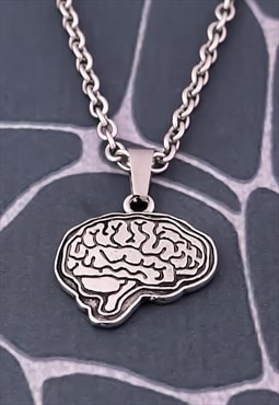 CRW Silver Anatomical Brain Necklace 