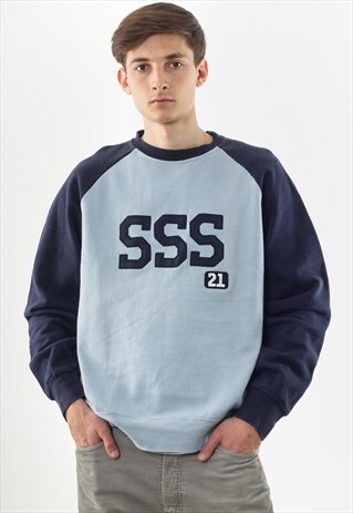 VINTAGE STUSSY JAPAN CREW NECK 90S BLUE
