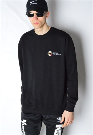 VINTAGE 90S BLACK EMBROIDERED SWEATSHIRT