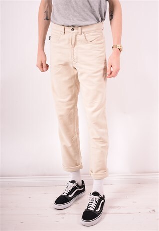 YVES SAINT LAURENT MENS VINTAGE TROUSERS W32 L32 BEIGE 90S