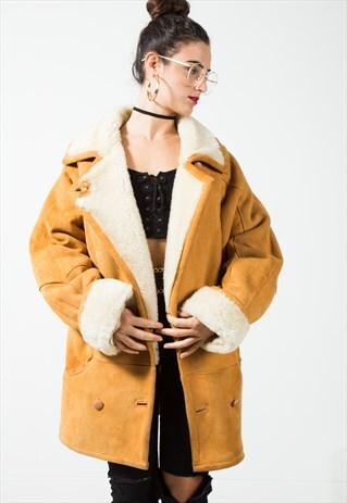 VINTAGE SUEDE SHEEPSKIN COAT / S128