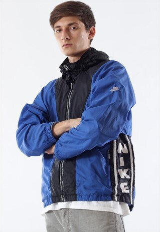 VINTAGE NIKE TRACKSUIT 90S BLUE BIG LOGO HOODED