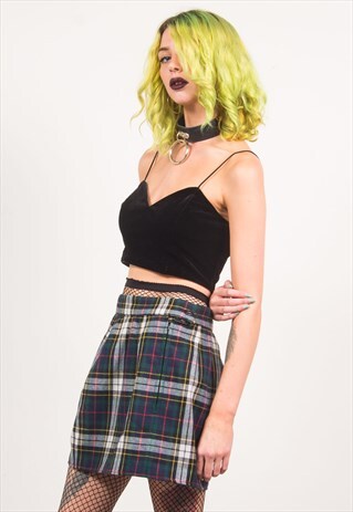 VINTAGE 90'S CHECKED TARTAN MINI SKIRT
