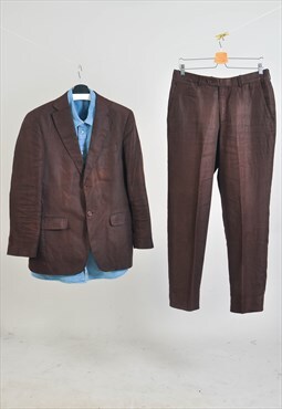 Vintage 00s linen suit in brown