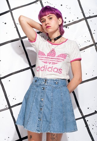 VINTAGE ADIDAS TOP 90S Y2K GRAPHIC LOGO COTTON TEE