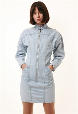 80S VINTAGE MINI DENIM ZIP DRESS 1157