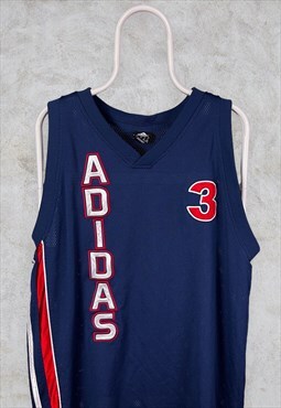 Vintage Adidas Basketball Jersey Blue Embroidered NBA XL