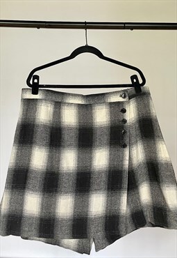 Vintage 90s Black & Gray Plaid Skirt (2X) 