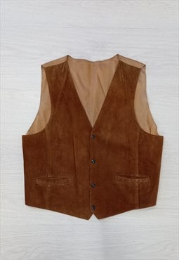 Vintage Waistcoat Tan Brown Suede Leather Festival