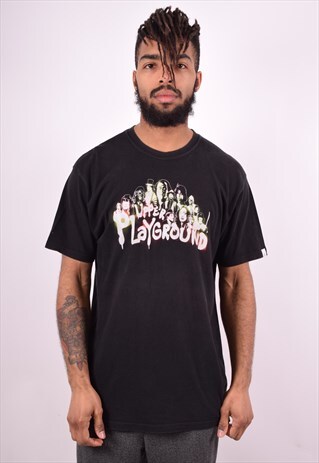 MENS VINTAGE T-SHIRT TOP MEDIUM BLACK 90'S