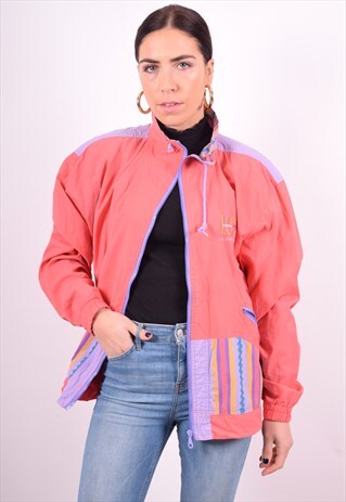 LOTTO WOMENS VINTAGE TRACKSUIT TOP JACKET XL ORANGE 90'S
