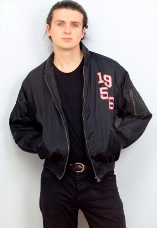1990'S VINTAGE BLACK MA-1 BOMBER JACKET