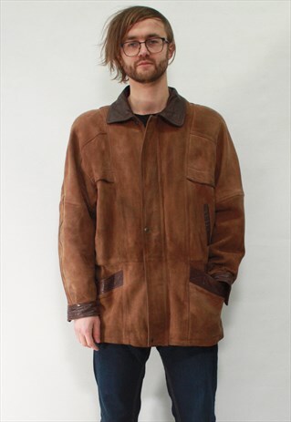 VINTAGE 80' AMAZING BEAUTIFUL UNISEX BROWN SUEDE JACKET