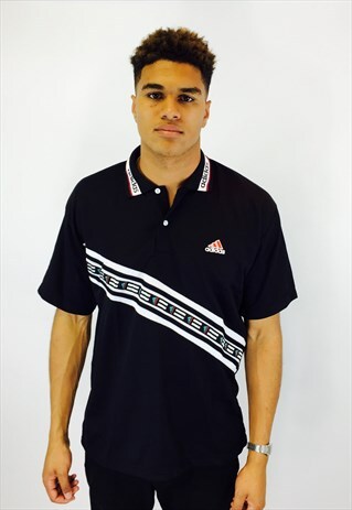 ADIDAS BLACK SPELLOUT POLO SHIRT