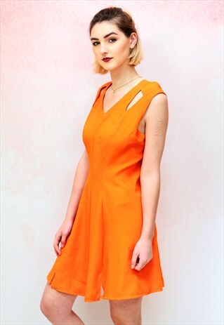 1990S VINTAGE ORANGE CUT OUT BACK SUMMER MINI DRESS