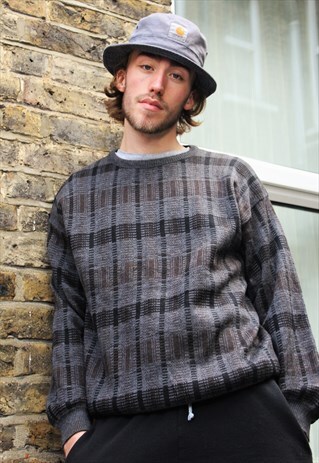VINTAGE / 80'S / GREY PATTERNED JUMPER
