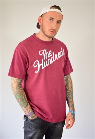 RETRO THE HUNDREDS BURGUNDY SPELL OUT T SHIRT