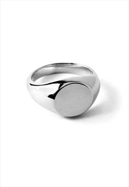 Women's Circle Face Band Signet Ring - Silver