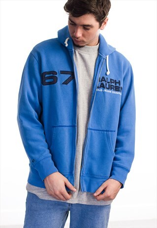 VINTAGE POLO RALPH LAUREN LOGO HOODIE SWEATSHIRT 90S L 25.7