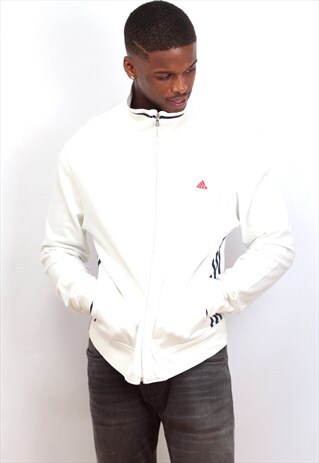 1990'S VINTAGE WHITE/BLACK ADIDAS TRACK JACKET