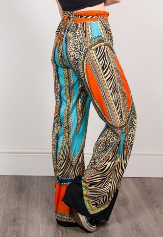VINTAGE 90'S CRAZY PATTERN SUMMER WIDE LEG TROUSERS