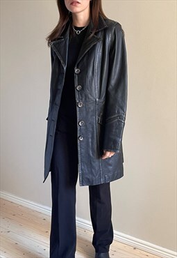 Vintage Long Faded Leather Jacket