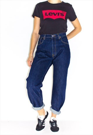 VINTAGE HIGH WAIST BOYFRIEND FIT DARK BLUE LEVI JEANS
