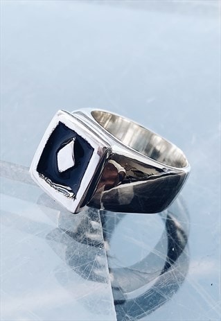 Diamond Enamel Sterling Silver Ring