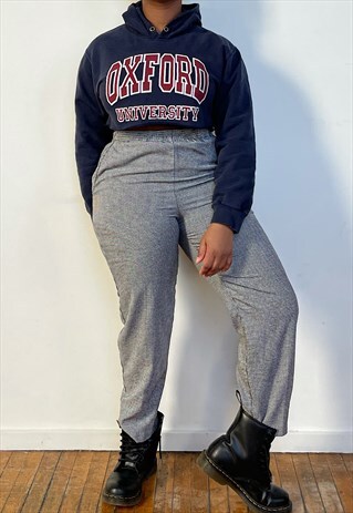 VINTAGE 80S HOUNDSTOOTH CROP HI-RISE EASY PANTS