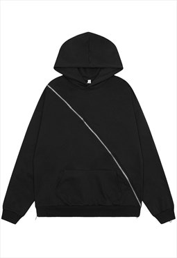 Utility hoodie extreme zipper pullover gorpcore top black