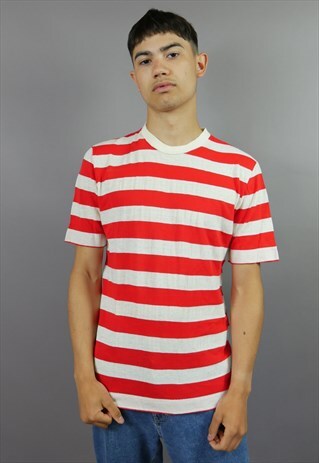 RED & WHITE BOLD STRIPED T-SHIRT