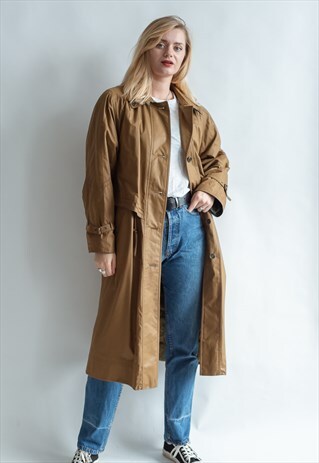 VINTAGE 70S BOHO TRENCH COAT IN TAN