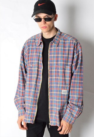 VINTAGE 90S CHECK ZIPPER LONG SLEEVE SHIRT
