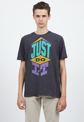 90S VINTAGE GREY NIKE LOGO CREW NECK T-SHIRT