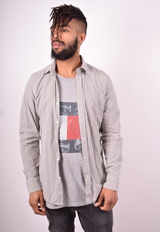 LEVI'S MENS VINTAGE SHIRT MEDIUM GREY CHECK 90'S