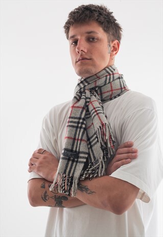 RARE VINTAGE BURBERRYS SCARF 90S GREY NOVA CHECK