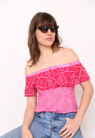 VINTAGE REWORKED PRINT CROP TOP