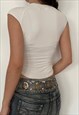 Y2K LETTER WORD PRINT PATTERNED TANK TOP IN WHITE