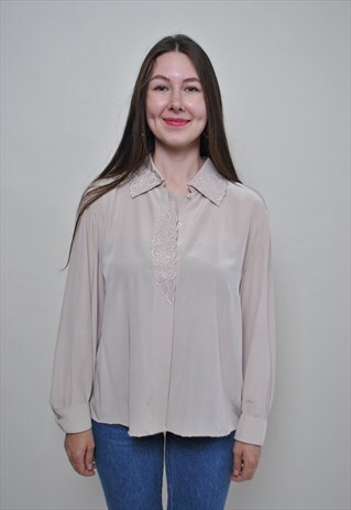VINTAGE FLOWERS BLOUSE, MINIMALIST SHIRT FOR WORK