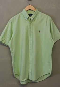 Vintage Ralph Lauren Shirt Green Short Sleeve With Logo