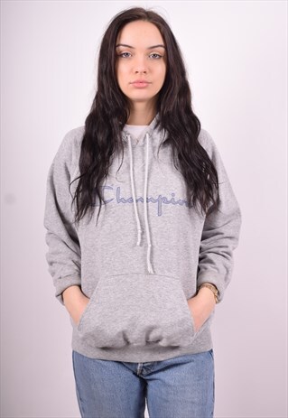 CHAMPION WOMENS VINTAGE HOODIE JUMPER XL GREY 90'S