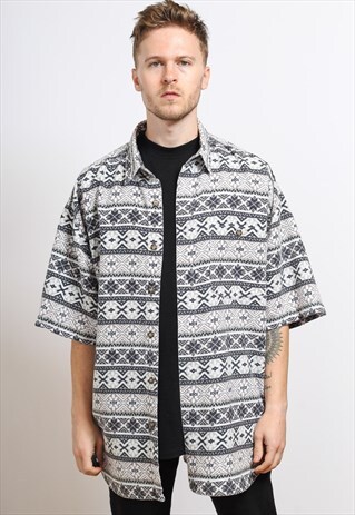 VINTAGE AZTEC PATTERNED SHIRT